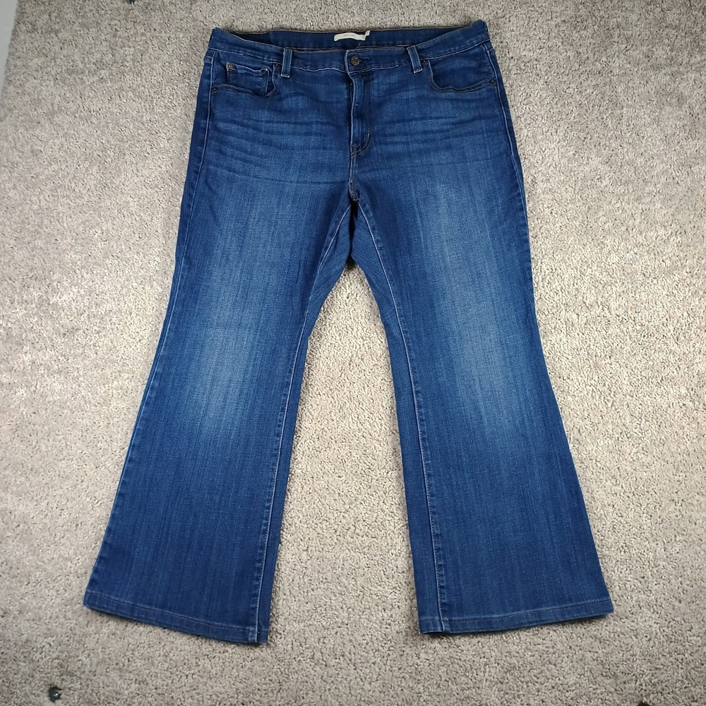 Levi's 726 Flare Jeans Womens 18W M Medium Wash Blue Stretch High Rise Denim